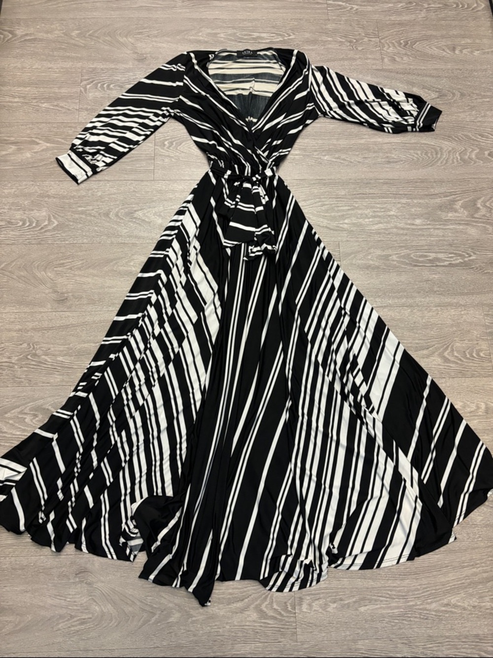 AKIRA Black & White Striped Maxi Dress